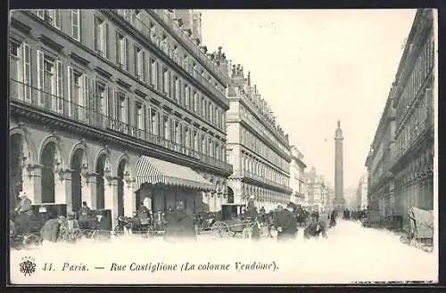 AK Paris, Rue Castiglione, la colonne Vendome