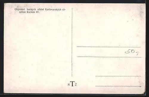 AK Karlsbad, Entdeckung des Sprudels durch Kaiser Karl IV.