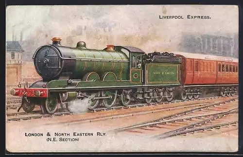 AK Liverpool Express, britische Eisenbahn im Bahnhof