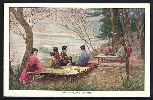 AK Lac d'Hakone, Geisha am Seeufer