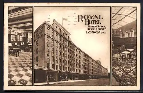 AK London, Royal Hotel, Woburn Place, Russel Square, Entrance Hall, Winter Garden