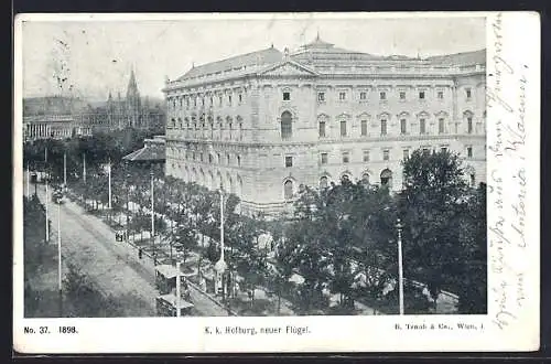 AK Wien, Hofburg, Strassenbahn vor dem neuen Flügel