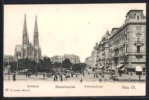 AK Wien, Votivkirche, Maximilianlplatz und Währingerstrasse