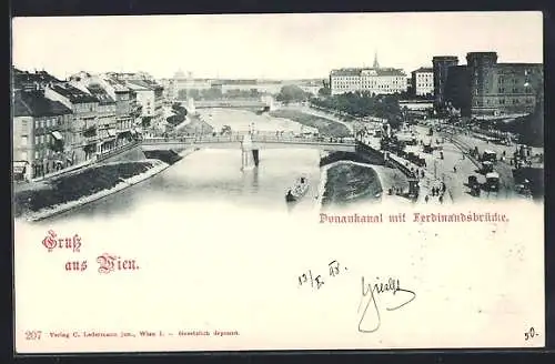 AK Wien, Donaukanal mit Ferdinandsbrücke