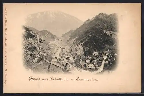 AK Schottwien a. Semmering, Ortsansicht aus der Vogelschau