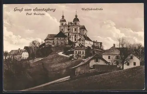 AK Sonntagberg, Teilansicht mit Wallfahrtskirche