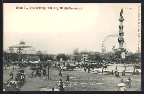 AK Wien, Praterstrasse mit Tegetthoffmonument