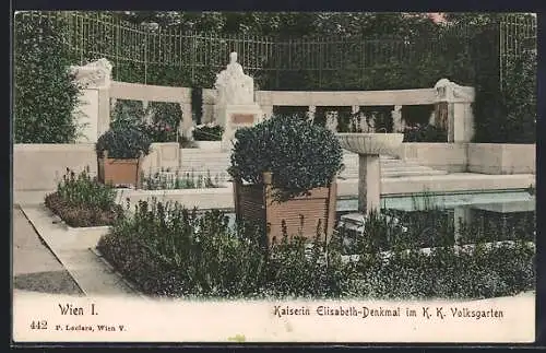 AK Wien, Kaiserin Elisabeth-Denkmal im K. K. Volksgarten