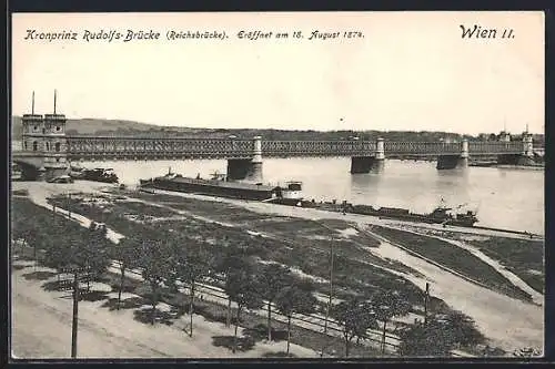 AK Wien, Kronprinz Rudolfs-Brücke aus der Vogelschau