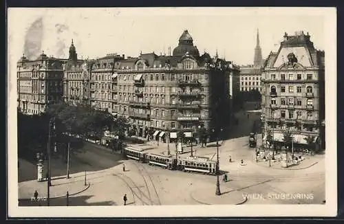 AK Wien, Stubenring mit Strassenbahn