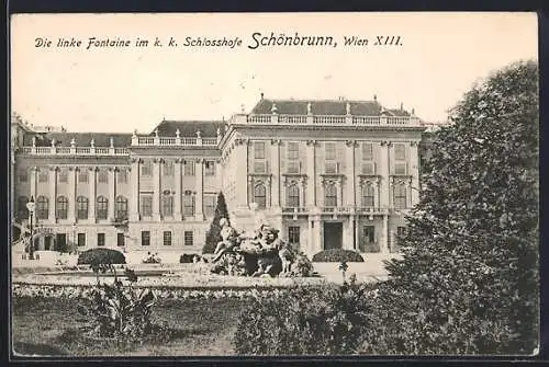 AK Wien, Fontaine im k. k. Schlosshofe Schönbrunn