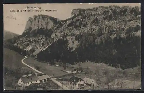 AK Semmering, Adlitzgraben mit Polleroswand und Krauselklause