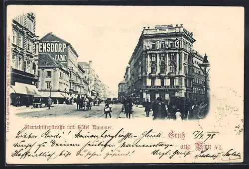 AK Wien, Mariahilferstrasse mit Hotel Kummer