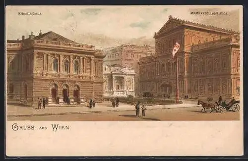 Lithographie Wien, Künstlerhaus und Musikvereinsgebäude