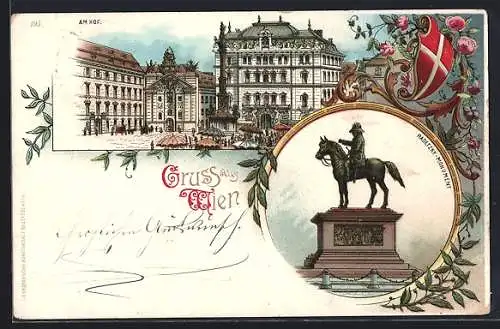 Lithographie Wien, Radetzky-Denkmal, Am Hof