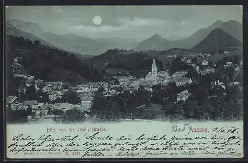 Mondschein-AK Aussee, Blick von der Ischlerstrasse