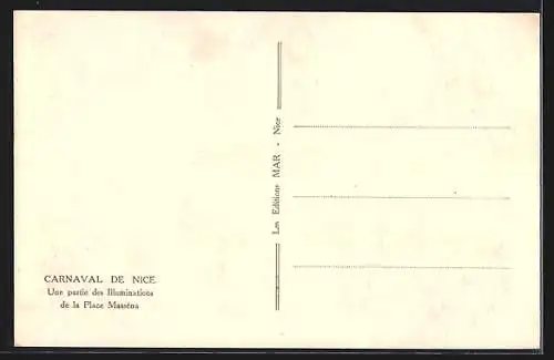 AK Nice, Carnaval, Une partie des Illuminations de la Place Masséna