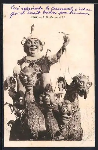 AK Nice, Carnaval, S.M. Carnaval LI., Festwagen beim Karnevalsumzug