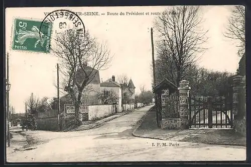 AK Villennes-sur-Seine, Route du Président et route de Poissy