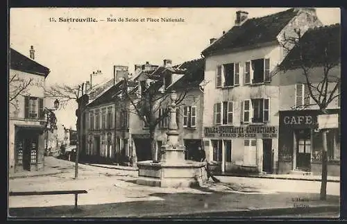 AK Sartrouville, Rue de Seine et Place Nationale