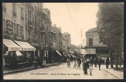 AK Le Vésinet, Rue et Place de l`Église