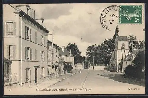 AK Villennes-sur-Seine, Place de l`Église