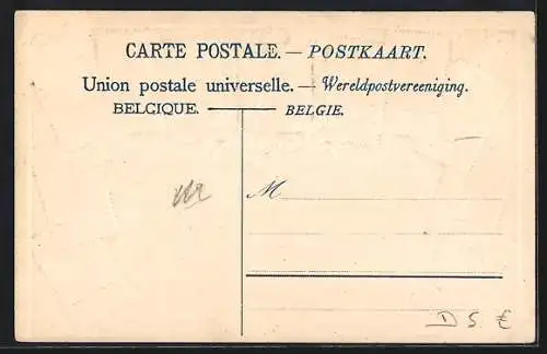 AK Belgien, Briefmarken und Wappen des Landes