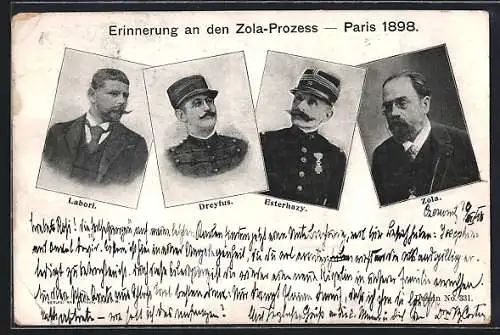 AK Zola-Prozess, Paris 1898, Beteiligte der Dreyfus-Affäre