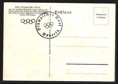 Künstler-AK Döberitz / Dallgow, das Olympische Dorf aus der Vogelschau, Olympia 1936