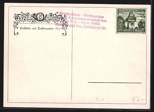 Künstler-AK Poststube mit Postbeamten 1852