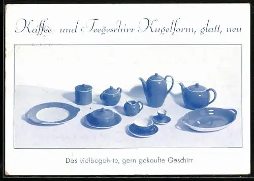 AK München, Werbekarte von Villeroy & Boch, Kaffee- und Teegeschirr in Kugelform