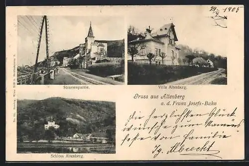 AK St. Andrä-Wördern, Altenberg an der Franz Josefs-Bahn, Strassenpartie, Schloss Altenberg und Villa Altenberg