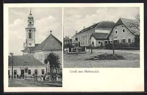 AK Hoheneich, Ortsansicht mit Kirche