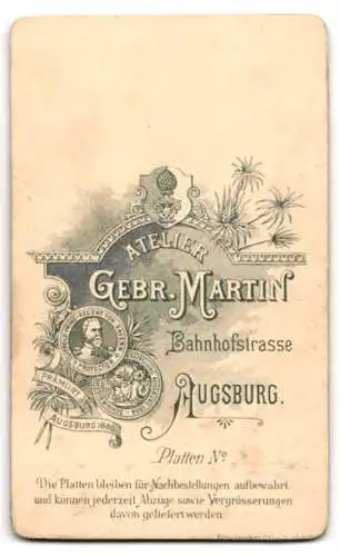 Fotografie Gebr. Martin, Augsburg, Bahnhofstrasse, Porträt eines jungen Mannes