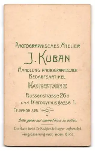 Fotografie J. Kuban, Konstanz, Hussenstrasse 26a, Porträt einer Dame