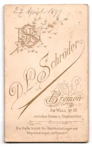 Fotografie D. L. Schröder, Bremen, Am Wall 28, Porträt eines Kleinkindes