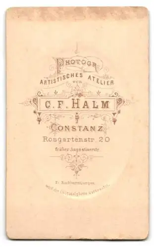 Fotografie F. Halm, Constanz, Rosgartenstr. 20, Porträt einer Dame mit aufwendiger Frisur