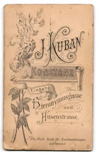 Fotografie J. Kuban, Konstanz, Hieronymusgasse, Porträt eines jungen Mannes