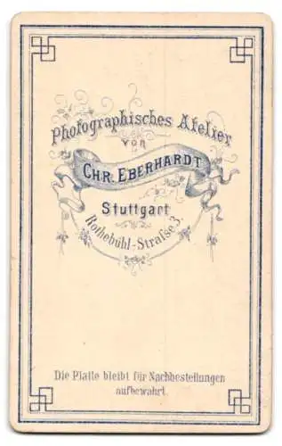 Fotografie Chr. Eberhardt, Stuttgart, Rothebühl-Strasse 3, Porträt eines Mannes