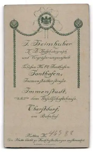 Fotografie F. Heimhuber, Sonthofen, Immenstädterstrasse, Porträt einer Dame im hochgeschlossenen Kleid