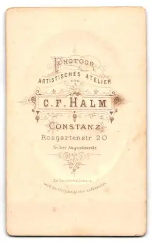 Fotografie F. Halm, Constanz, Rosgartenstr. 20, Porträt einer Dame