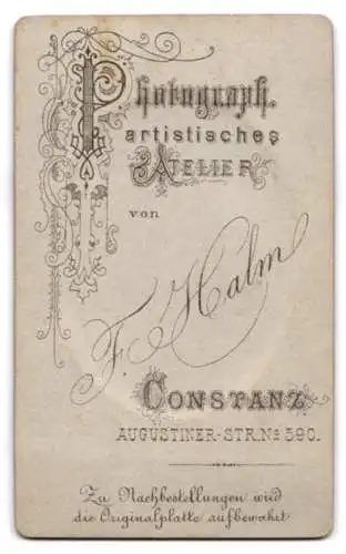Fotografie F. Halm, Konstanz, Augustiner-Str. 590, Porträt einer jungen Frau