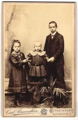 Fotografie Carl Braendlein, Schweinfurt, Gymnasium-Str. 2, Drei Kinder in feiner Kleidung