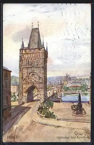 Künstler-AK J. Safarik: Prag, Altstädter Brückenturm