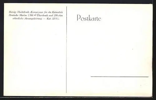 AK Berlin-Tegel, Fa. Borsig, Hochdruck-Kompresse für die Kaiserlich Deutsche Marine