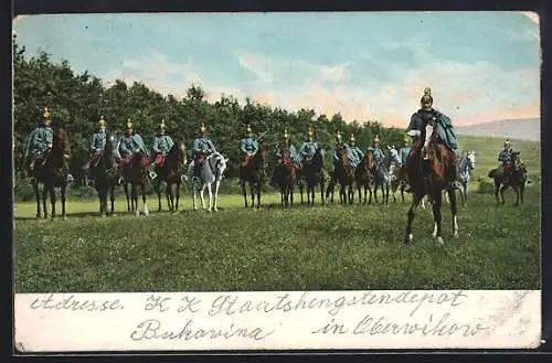 AK Österreichische Soldaten der Kavallerie auf dem Stabszug