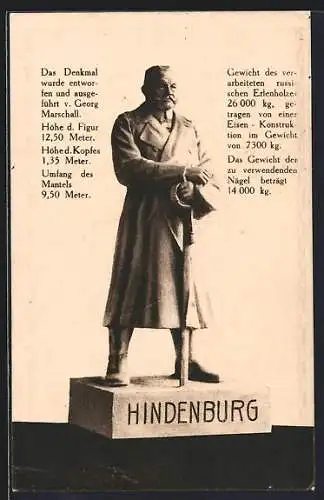 AK Berlin, Hindenburg-Denkmal, Modell, Wohlfahrts-Postkarte der Stadt