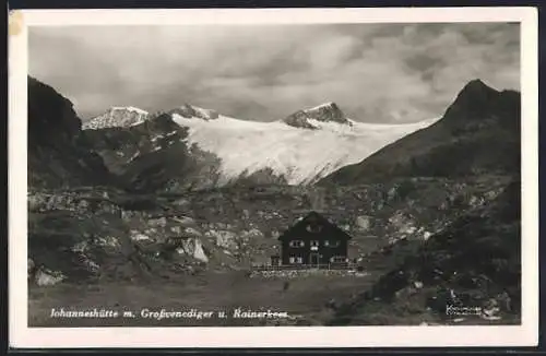 AK Johanneshütte, Hütte mit Blick auf den Grossvenediger und Rainerkees