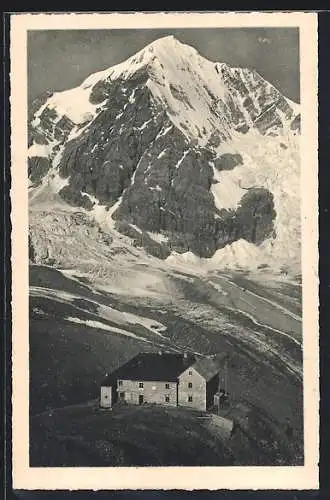 AK Schaubachhütte, Berghütte mit Königsspitze im Suldental