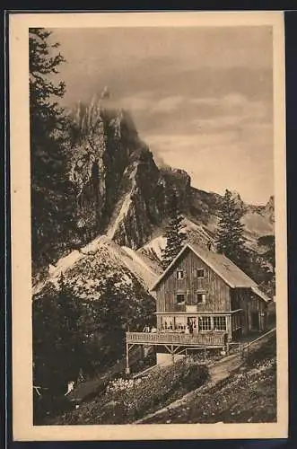 AK Otto Mayrhütte, Füssen, Motiv bei wolkenverhangenem Himmel